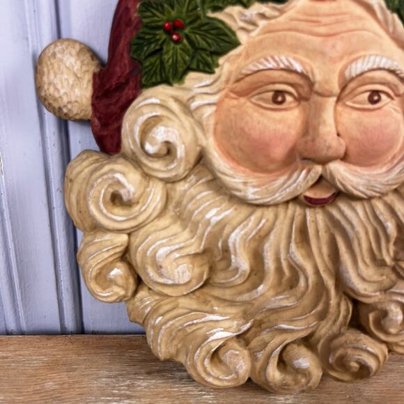 Vtg Old World Santa Claus Wall Plaque Victorian Style 9” Father  Christmas decor - Picture 6 of 10